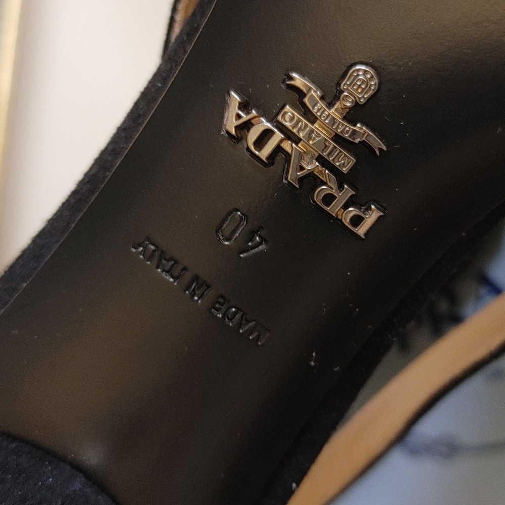 Prada Camoscio Black Suede Sling Back Size 40 - Picture 5 of 12